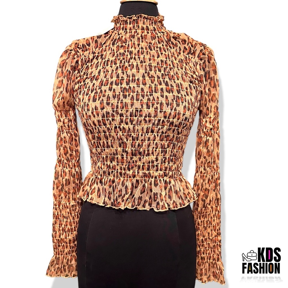 Free People Sheer “Hello There” Cleopard Combo Top SM - Picture 5 of 13